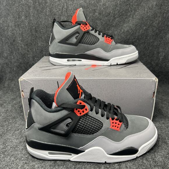 Air Jordan 4 Retro Sneakers Men's 10 DH6927-061 OG Style Red Black White Grey - Picture 1 of 16